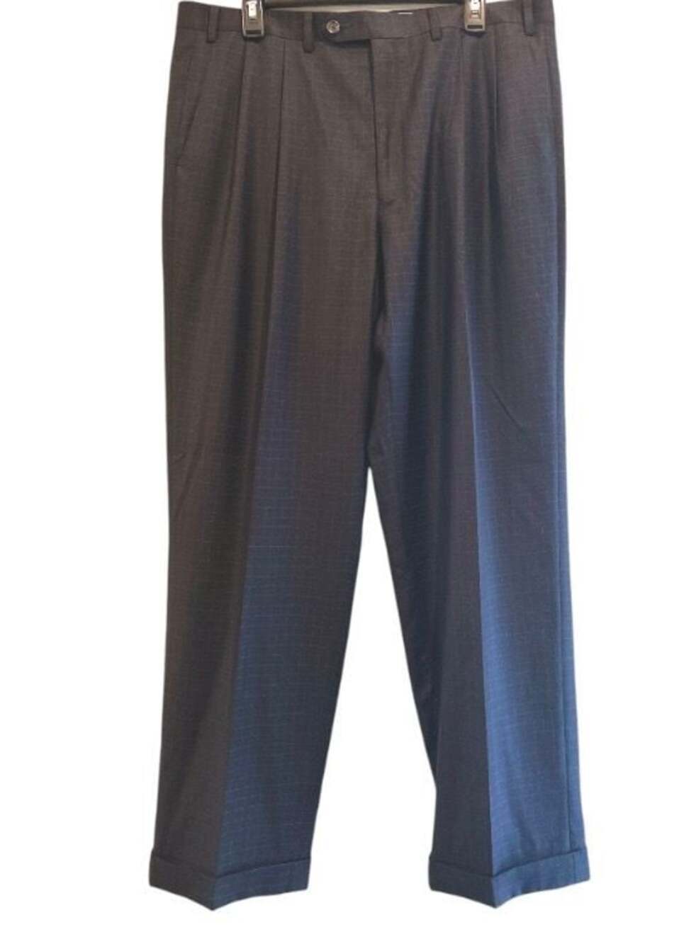 Ralph Ralph Lauren Men's Pleated Dress Pants 38x32 Navy Windowpane